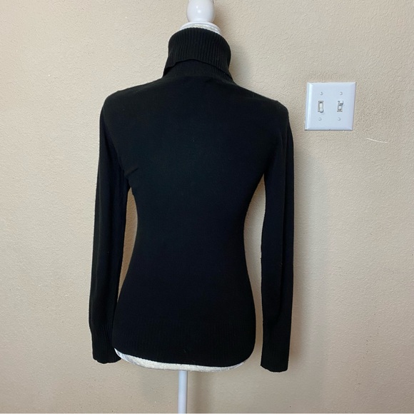 J. Crew Italian Cashmere Black Turtleneck Fitted Sweater Long Sleeves Size XS - Picture 7 of 10
